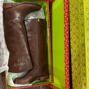 Tory Burch Chocolate Leather Knee-High Boots